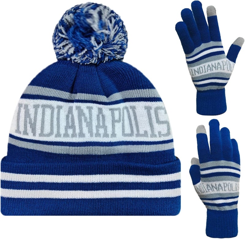 mtstaowe Vintage Classic Skull Cap Beanie Hat Cuffed Winter Hat Knit Comes with Warm Gloves Gifts for Men Women Fans - Image 1